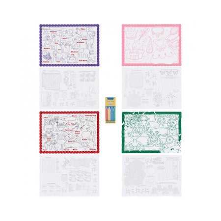 10" x 14" Kids Placemats and Crayons Combo Pack, PK50