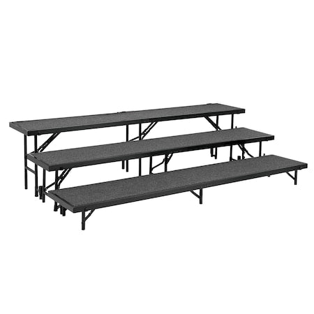 Tapered Standing Choral Riser, 3 Level, Grey Carpet