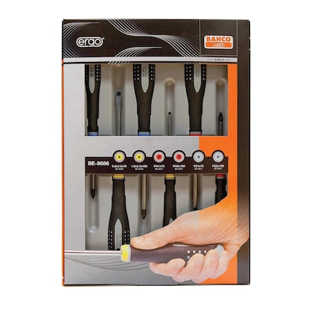 Mixed Screw Driver, Set, 6 pcs. #1, #2; #1, #2; 9/64", 7/32"