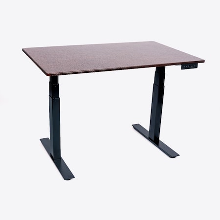 48 in 3-Stage Dual Motor Electric Stand Up Desk - Black / Dark Walnut