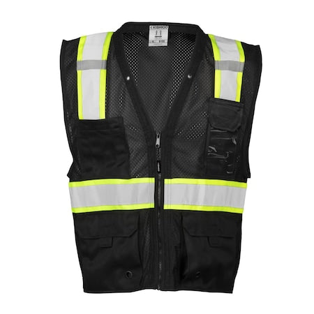 Safety Vest, Zipper, Black, S/M