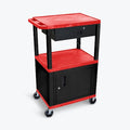 AV Cart - 42"H - Three Shelves with Cabinet, Drawer and Electric