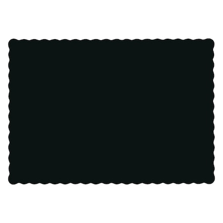 10" x 14" Scalloped Black Paper Placemats, PK1000
