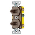 Combination Devices, Residential Grade, 1) Single Pole Toggle, 1) Three Way Toggle, 15A 120V AC, Self Grounding, Side Wired, Brown