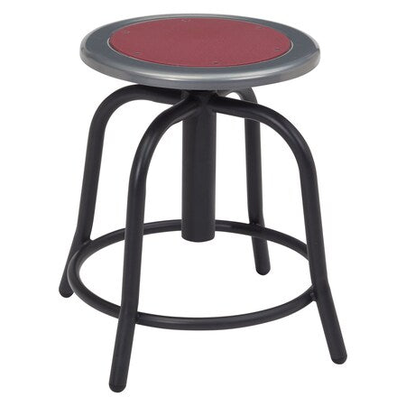 Height Adjustable Swivel Stool, 18"-24", Burgundy Seat/Black Frame