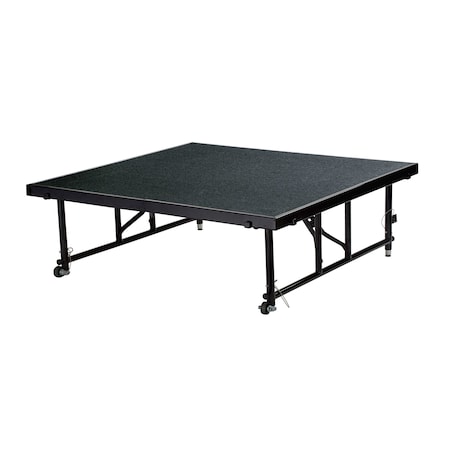 Stage Platform, 4 Ft. x 4 Ft. x 16"-24" Adjustable Height, Black Carpet