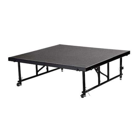 Stage Platform, 4 Ft. x 4 Ft. x 16"-24" Adjustable Height, Gray Carpet