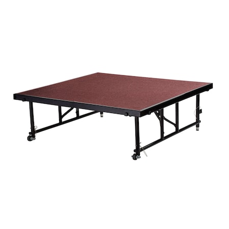 Stage Platform, 4 Ft. x 4 Ft. x 24"-32" Adjustable Height, Red Carpet