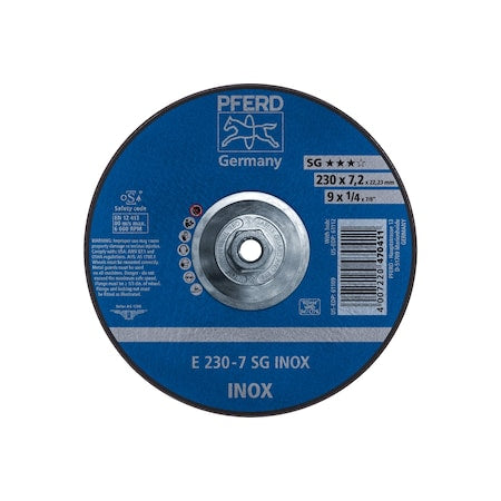 9" x 1/4 Grinding Wheel, 5/8-11 Thd. - SG INOX - Type 27