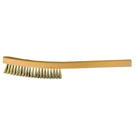 Curved Handle Platers Brush - 3 Rows, .005 Brass Wire