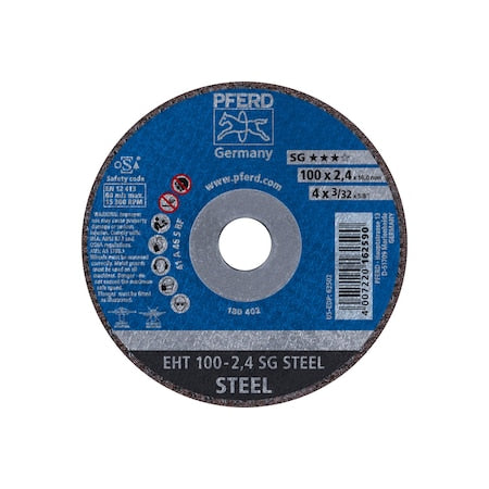 Abrasive Cut-Off Wheel, Type 1, 4 in Dia, 3/32 in Thick, 5/8 in Arbor Hole Size, Aluminum oxide A