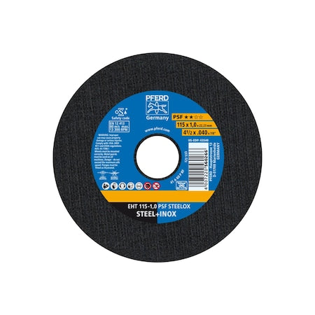 Abrasive Cut-Off Wheel, Type 1, 4-1/2 in Dia, 0.040 in Thick, 7/8 in Arbor Hole Size, 60 Grit