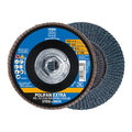 4-1/2" x 5/8-11 Thd. POLIFAN Flap Disc - Z PSF EXTRA STEELOX, Zirconia, 120 Grit, Conical