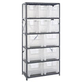 Steel Bin Shelving, 36" W x 75" H x 18" D, 6 Shelves, Gray