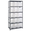 Steel Bin Shelving, 36" W x 75" H x 18" D, 6 Shelves, Gray