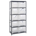Steel Bin Shelving, 36" W x 75" H x 18" D, 6 Shelves, Gray