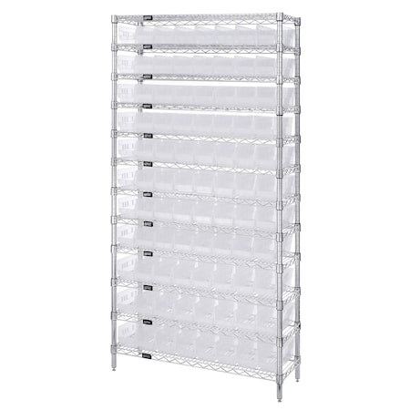 Bin Shelving Cabinet, 36" W, 74" H, 12" D