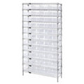 Steel Wire Bin Shelving, 36" W x 74" H x 12" D, 12 Shelves, Silver