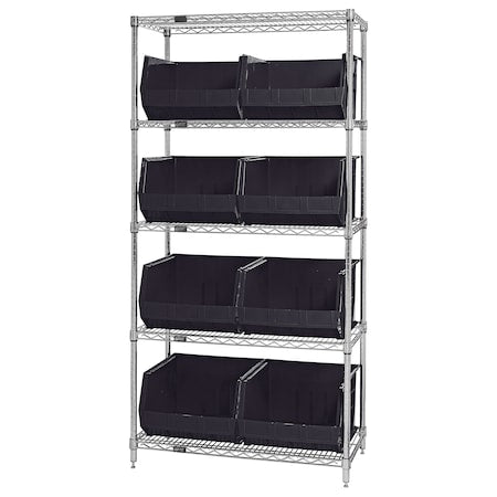Chrome Wire Shelving Unit with Bins