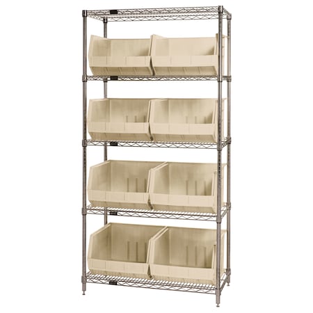 Chrome Wire Shelving Unit with Bins