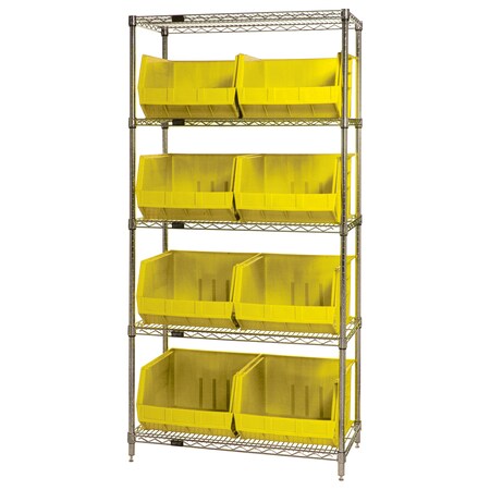 Chrome Wire Shelving Unit with Bins