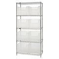 Steel Wire Bin Shelving, 36" W x 74" H x 18" D, 5 Shelves, Silver