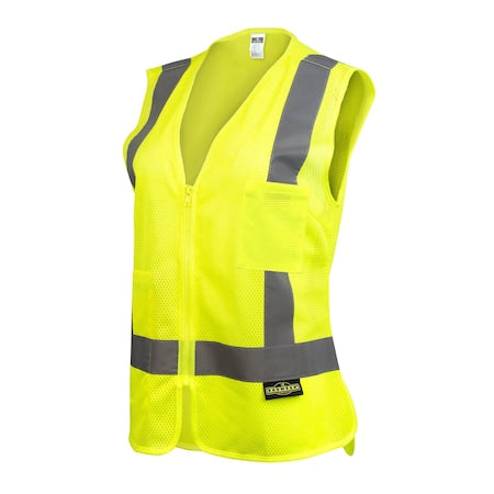 Women's Hi-Vis Safety Vest 2XL Class Type R Class 2 , Zipper 2 Pockets