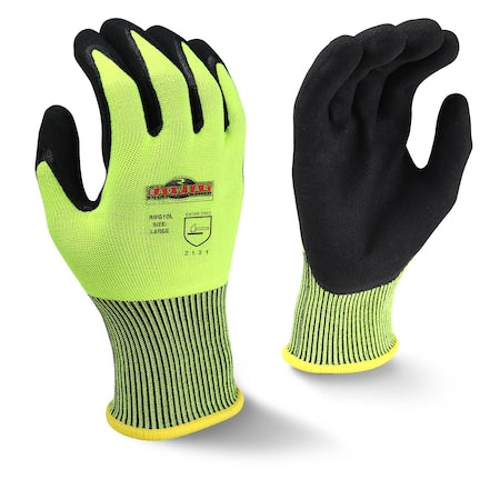 Coated Glove, Latex, Palm, 3 Abrasion Level, L 1 PR