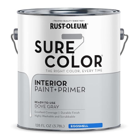 Interior Paint/Primer, Eggshell, Water Base, Dove Gray, 1 gal