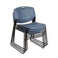 Regency Zeng Ultra Compact Metal Frame Armless Stackable Chair - Blue, PK4