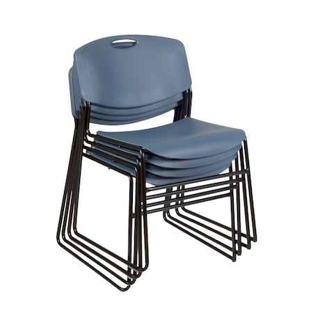 Regency Zeng Ultra Compact Metal Frame Armless Stackable Chair - Blue, PK4