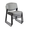 Regency Zeng Ultra Compact Metal Frame Armless Stackable Chair - Grey, PK4