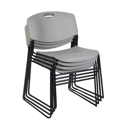 Regency Zeng Ultra Compact Metal Frame Armless Stackable Chair - Grey, PK4
