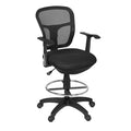 Regency Harrison Mesh Back Rolling Adjustable Swivel Bar Height Drafting Stool with Arms- Black