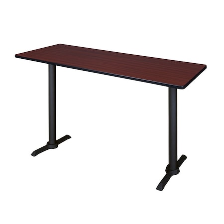 Rectangle Cain Cafe Training Tables, 60 W, 24 L, 42 H, Wood, Metal Top, Mahogany