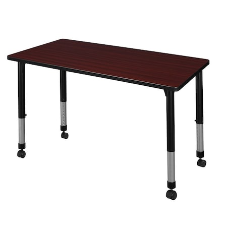 Kee 42 x 24 in. Height Adjustable Mobile Classroom Activity Table- Mahogany