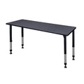 Rectangular Classroom Tables, 66 W, 24 L, 23-34 H, Wood, Metal, Grey