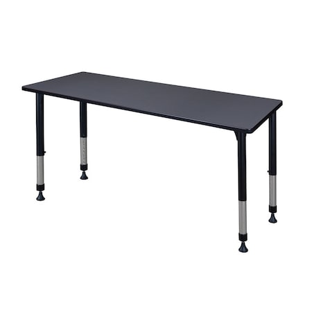 Rectangular Classroom Tables, 66 W, 24 L, 23-34 H, Wood, Metal, Grey
