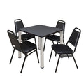 Kee Square Table & Chair Set, Wood, Metal, Vinyl Top, Grey