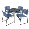 Kee Square Table & Chair Set, Wood, Metal, Polypropylene Top