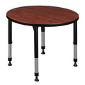 Round Classroom Tables, 30 W, 30 L, 23-34 H, Wood, Metal, Cherry