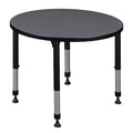 Round Classroom Tables, 30 W, 30 L, 23-34 H, Wood, Metal, Grey