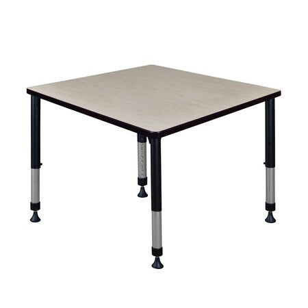 Square Square Classroom Tables, 36 W, 36 L, 23-34 H, Wood, Metal, Maple