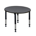 Round Classroom Tables, 36 W, 36 L, 23-34 H, Wood, Metal, Grey