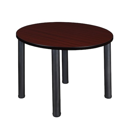 Round Tables > Breakroom Tables > Kee Square & Round Tables, Wood, Metal Top, Mahogany