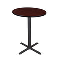 Cain Cafe Tables, 30 W, 30 L, 42 H, Wood, Metal Top, Mahogany