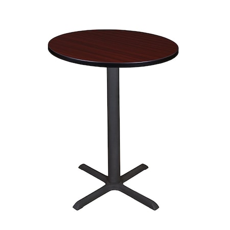 Cain Cafe Tables, 30 W, 30 L, 42 H, Wood, Metal Top, Mahogany