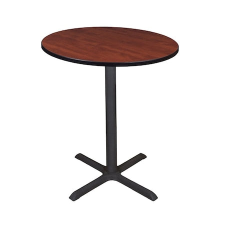 Cain Cafe Table, 36 W, 36 L, 42 H, Wood, Metal Top, Cherry