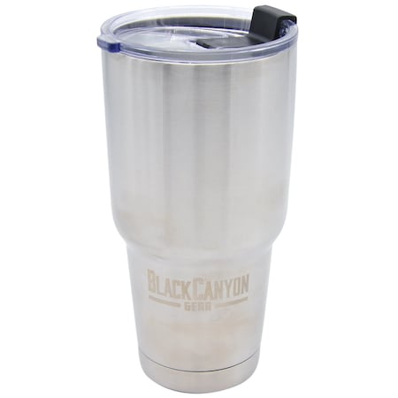 Tumbler with Flip Close Lid, Silver, 32o
