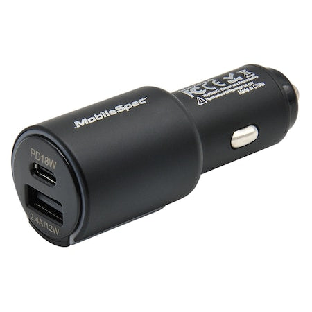 Dual Charger USB-C/18W / 2.4A/12W, 12V/D